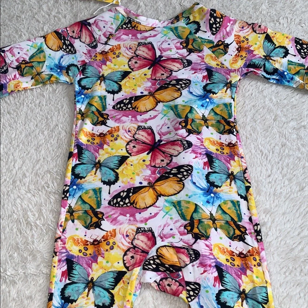 NWT Bestaroo Butterfly Flutter Dreams Bamboo Footie 9-12M Colorful Butterflies 🦋